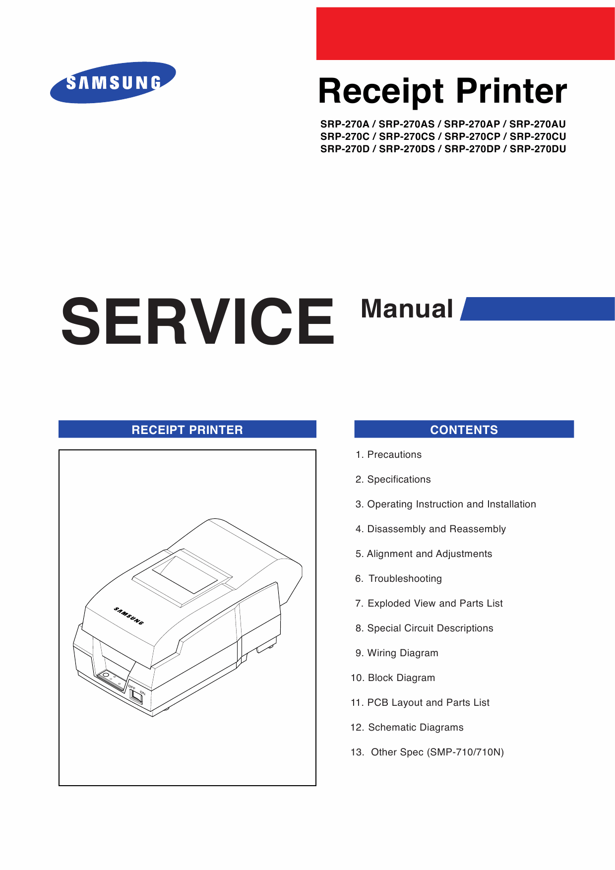 Samsung Receipt-Printer SRP-270 Parts and Service Manual-1